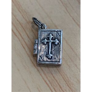 .925 Vintage Bible Opens Sterling Silver Jewelry Charm